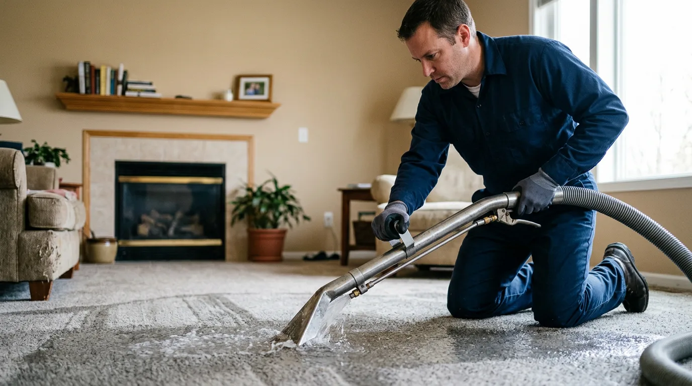 Water damage restoration technician working near Auburn, PA